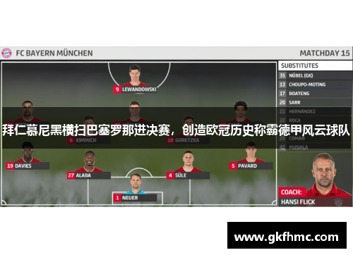 拜仁慕尼黑横扫巴塞罗那进决赛，创造欧冠历史称霸德甲风云球队